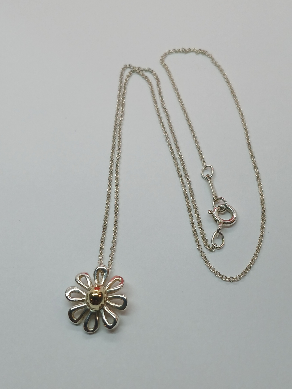 Tiffany & Co. Daisy Flower Necklace 16" Paloma Picasso Gold Silver 3.0g